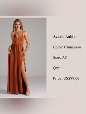 Azazie Aaida Cinnamon A-Line Corset Stretch Satin Dress